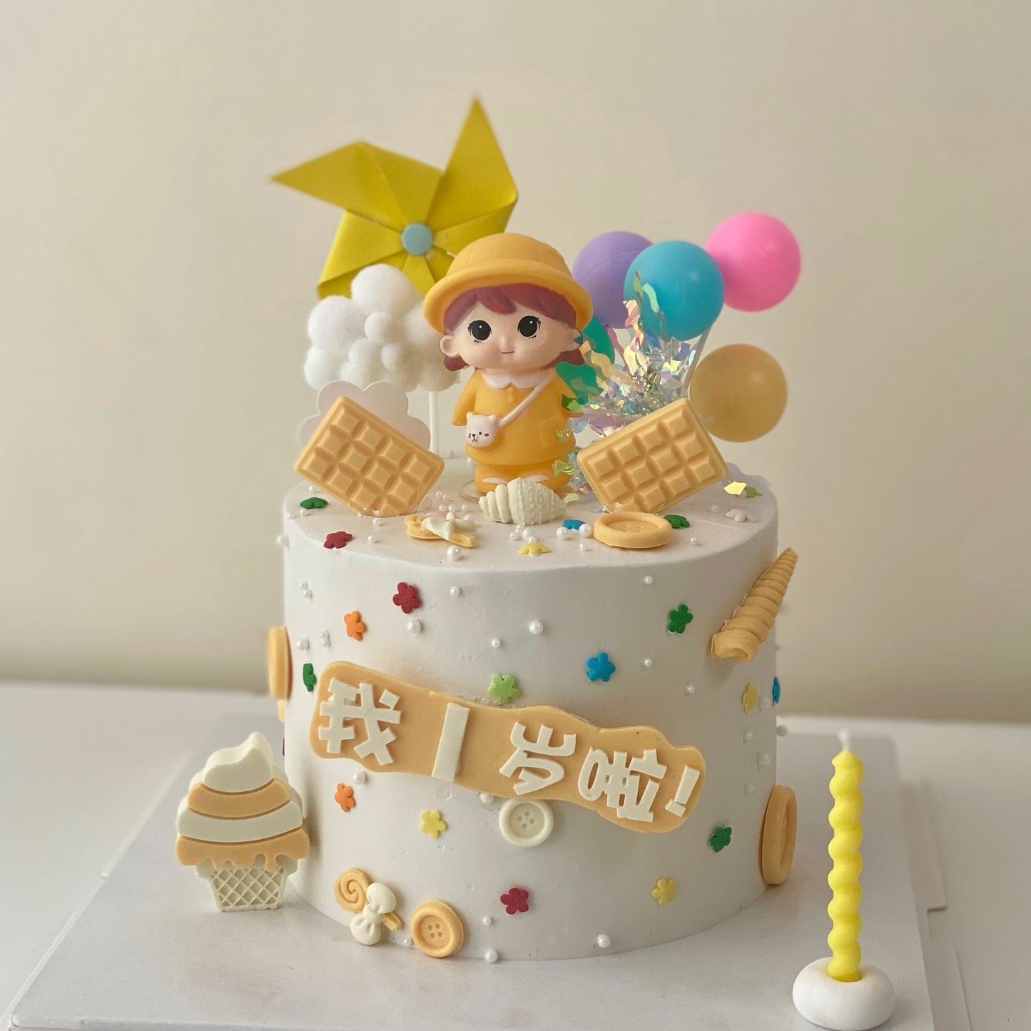 Yellow Cute Girl Theme Customise Cake