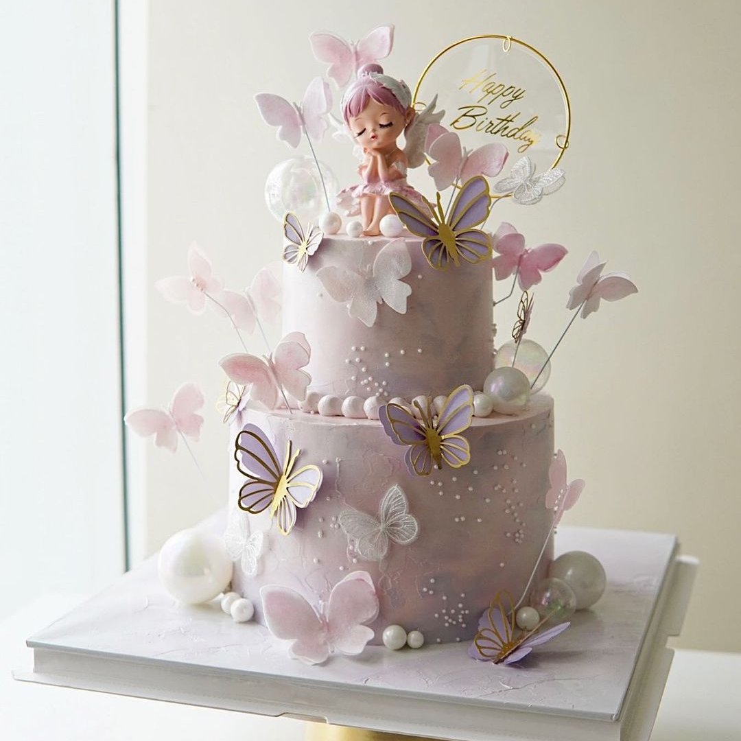 Angel Butterflies Two Tiers Cake II