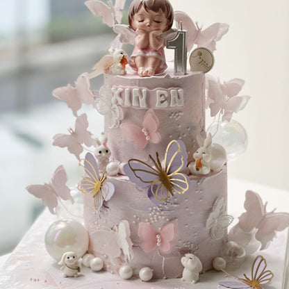 Angel Butterflies Two Tiers Cake