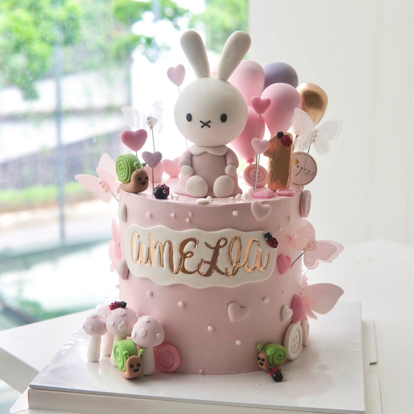 Pink Miffy Bunny Theme Customise Cake