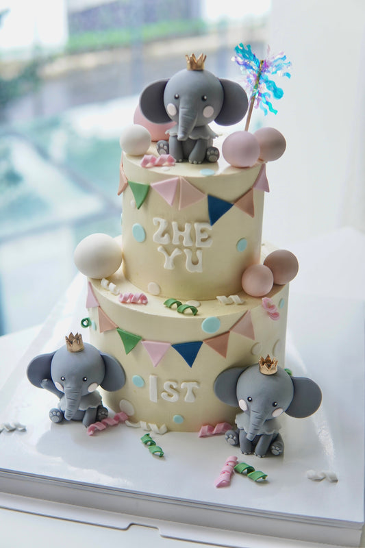 Elephant Theme 2 Tier Customise Cake