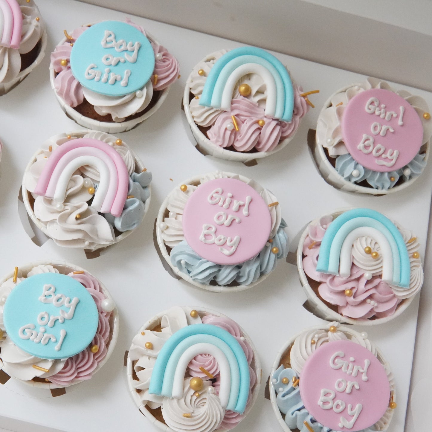 Gender Reveal Theme Fondant Design Cupcake 12pcs