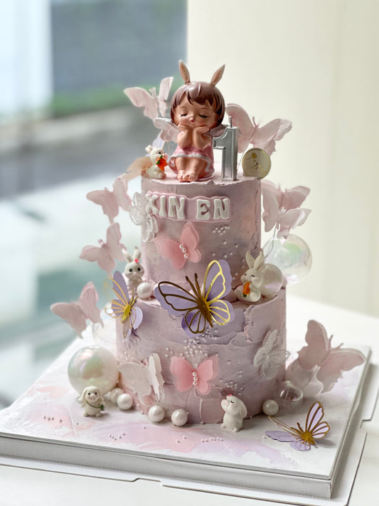 Angel Butterflies Two Tiers Cake