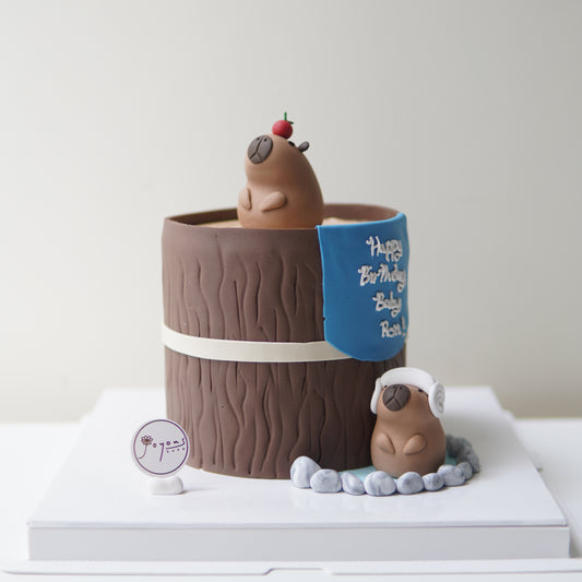 Capybara Onsen Theme Customise Cake