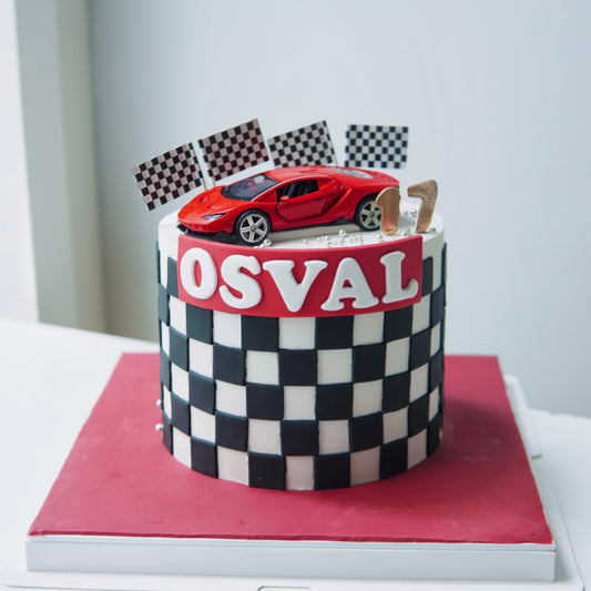 Red Car Theme Customised Cake