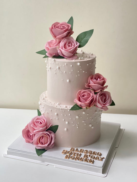 Romance Flower Two Tiers Cake