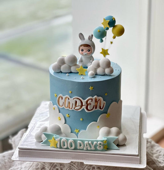 Baby Blue Sky and White Clouds Theme Custom Cake