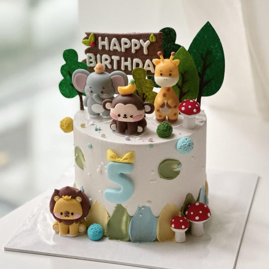 Animal park-themed birthday cake