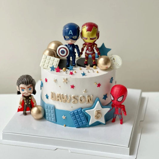 Superhero-themed birthday cake