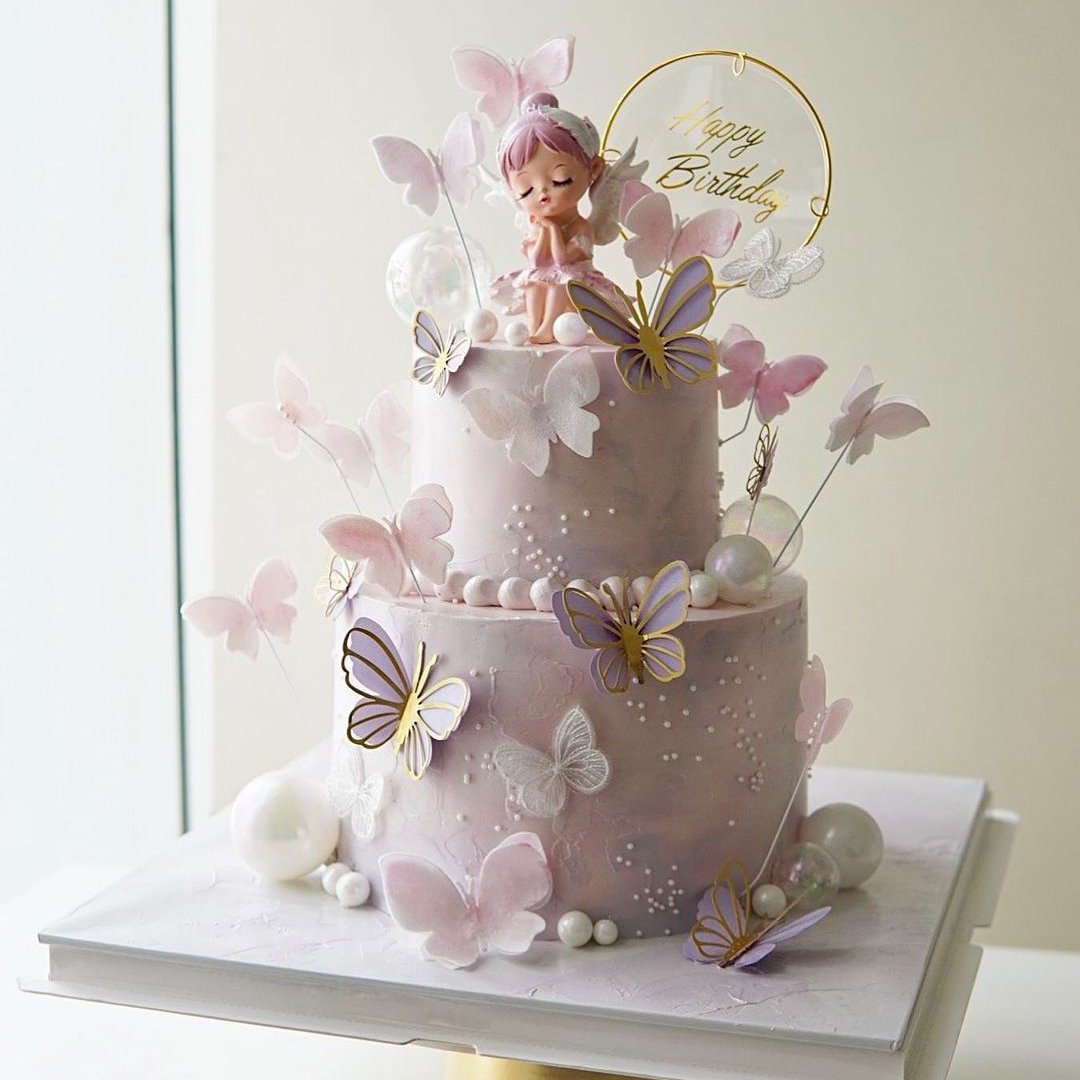 Angel Butterflies Two Tiers Cake II