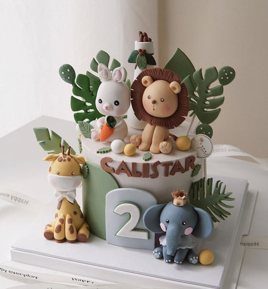 Forest Animal Theme Custom Fondant Cake