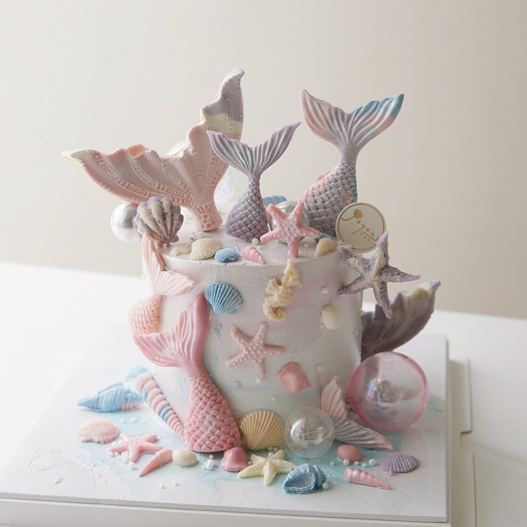 Pink Mermaid Theme Customize Cake